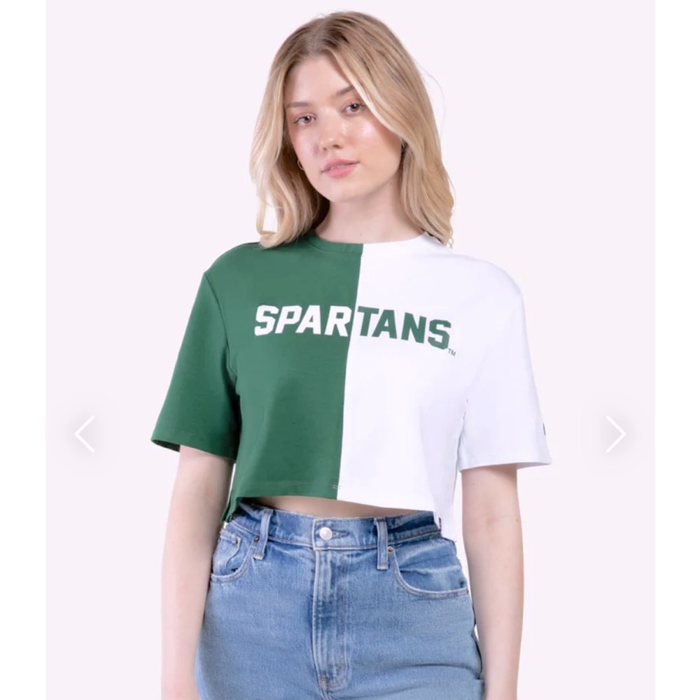 Hype and vice MSU Spartans colorblock cropped brandy tee size XS